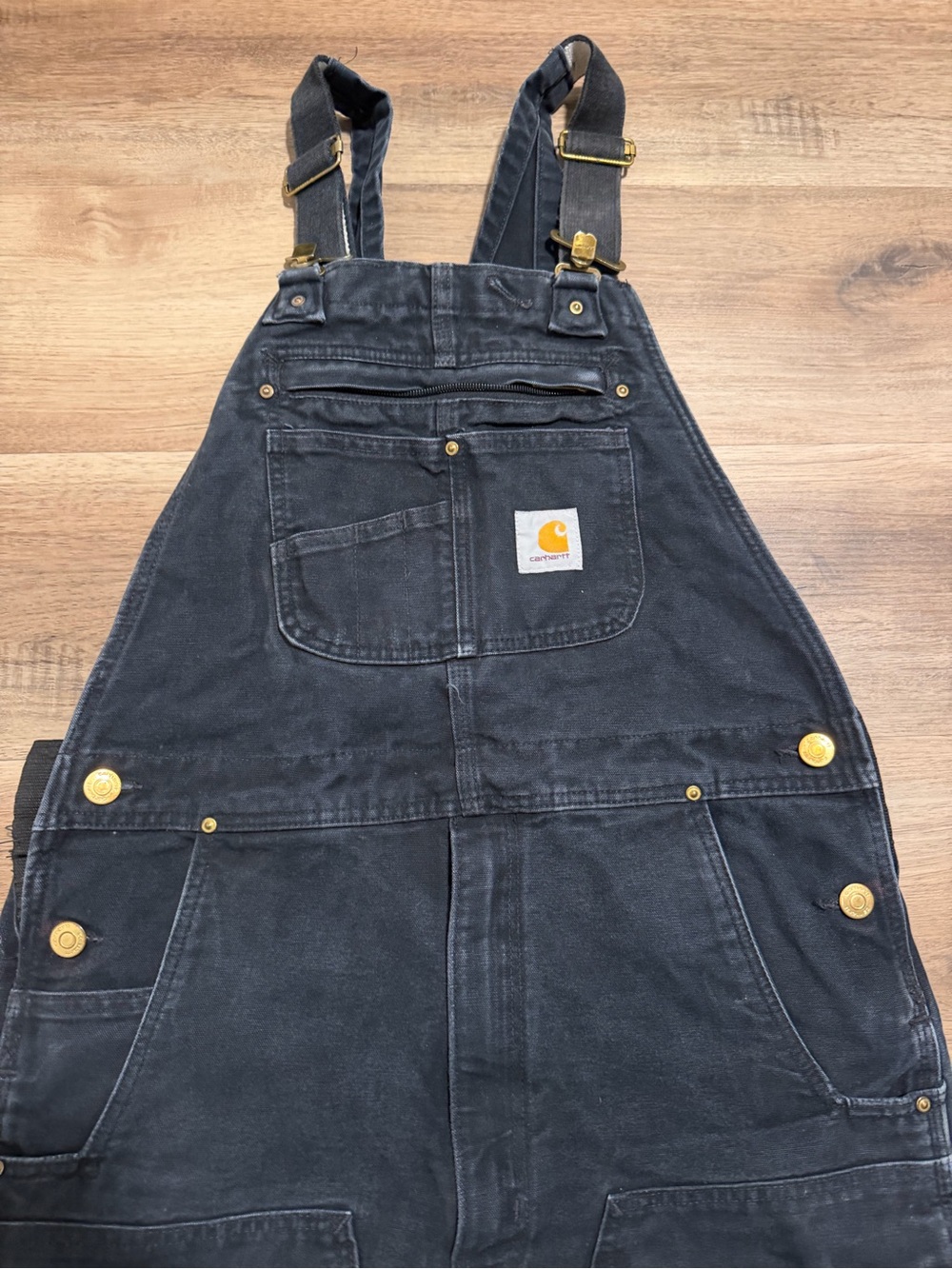 Carhartt Double Knee Unlined Duck Bib Overall Mens 34x32 Black Canvas 102776-001 - Picture 3 of 8